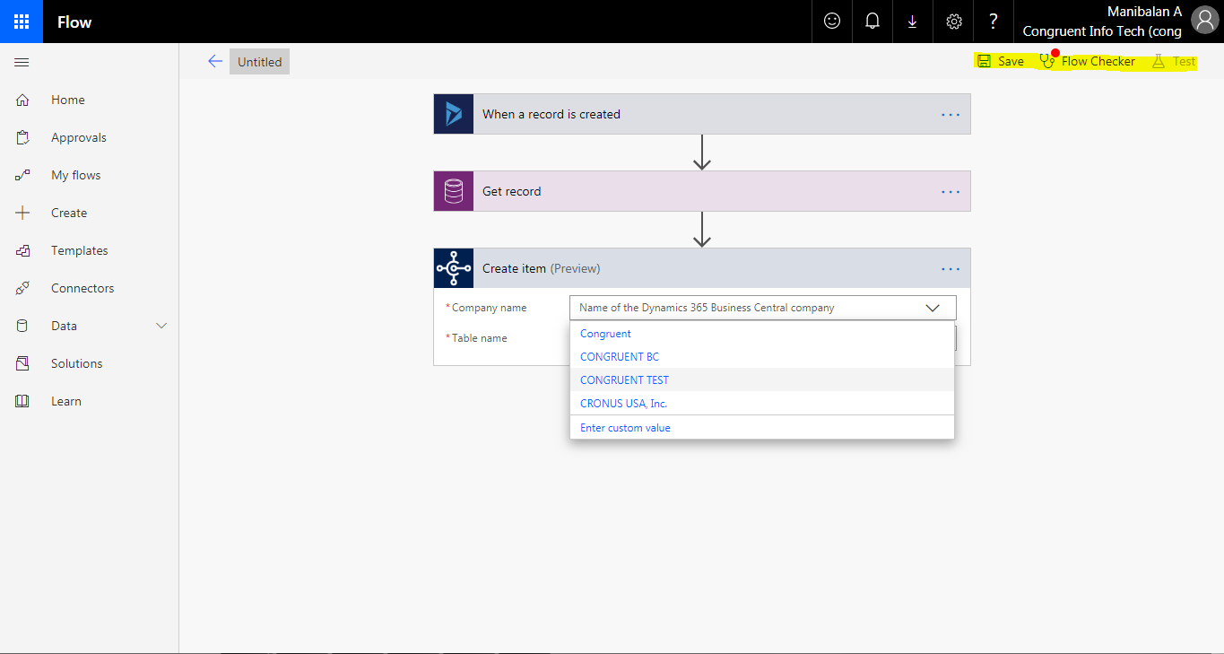 Integrate CRM with Business Central using Microsoft Flow-8