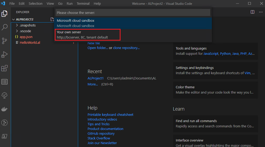 Connecting Visual Studio Code With Business Central On-Premise