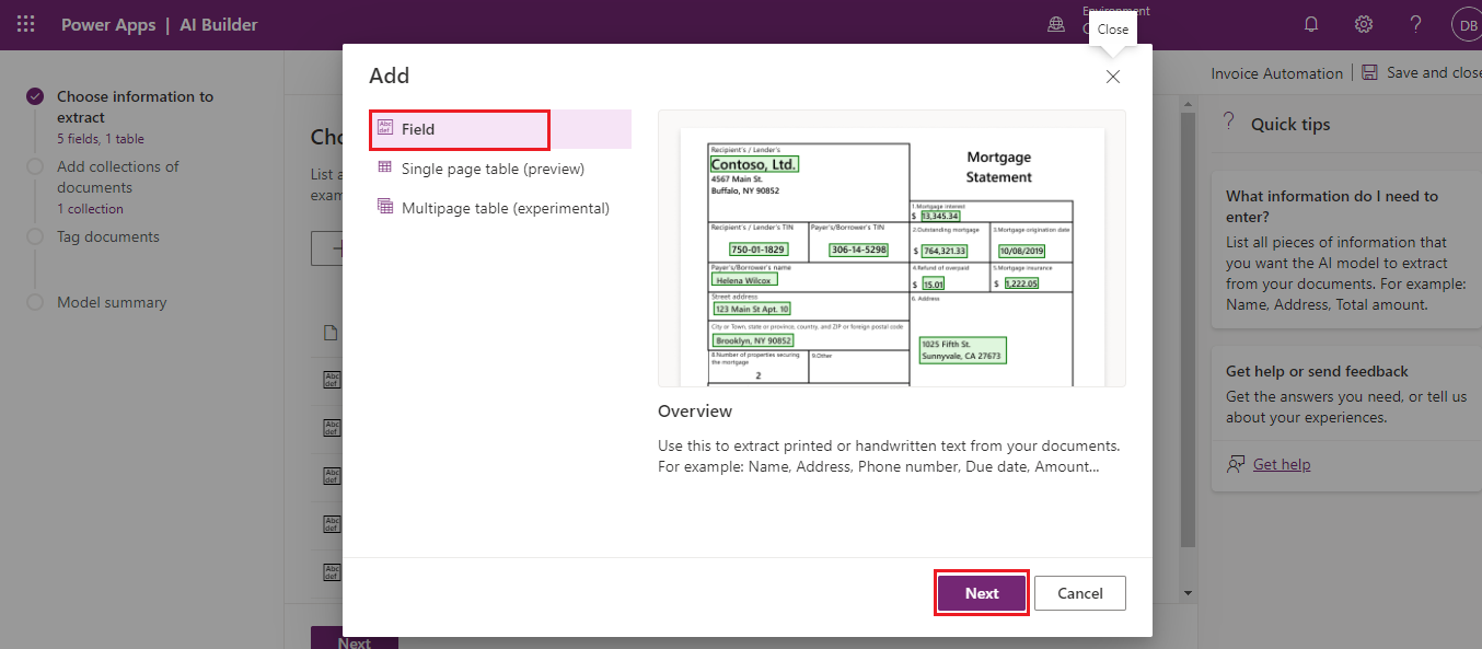 Form Processing Using AI Builder-5